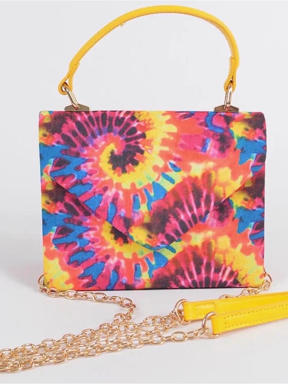 Hello 3AM Yellow Tie-Dye Top Handle Crossbody Bag
